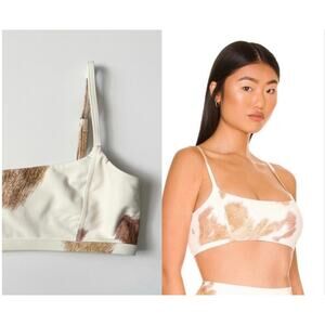 WeWoreWhat Cow Print Bikini Top Bralette Brown White S